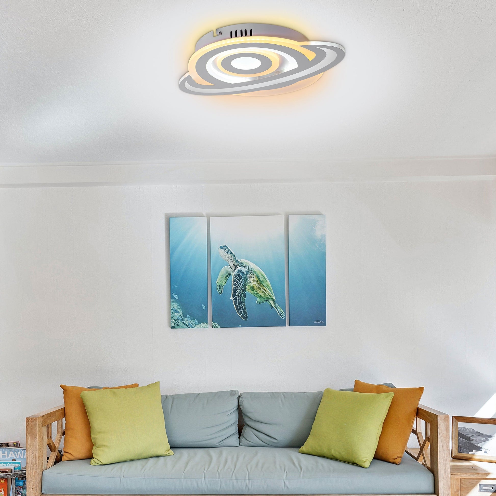 Lustra LED cu Telecomanda, 120W, 3000K/4000K/6000K, Acril si Metal, Alb, Dimabila, IP.20 5019/S - LEDS