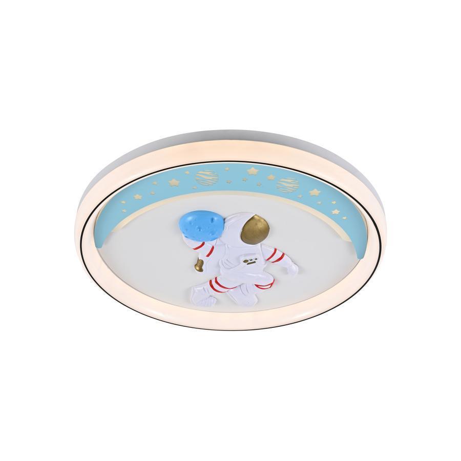Lustră LED Astronaut cu Telecomandă, 120W, Acril și Metal, Alb, Roșu și Albastru